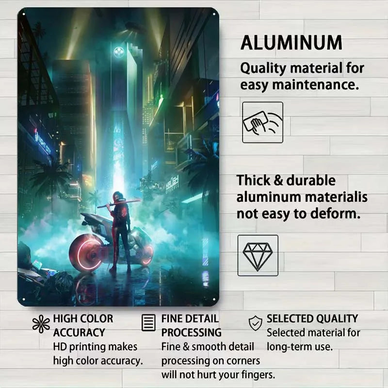 Cyberpunk 2077 Arasaka Glow Metal Art Poster