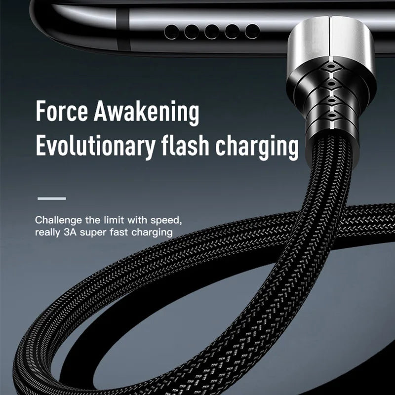 3A USB Cable 0.3M For iPhone Samsung Charger Cables