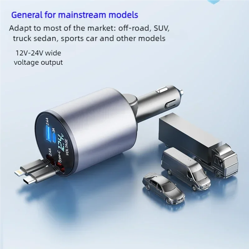 4 In 1 Android/Apple Charger With Retractable Cable 100W