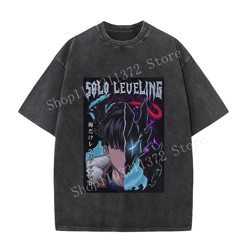 Solo Leveling Men's Washed Vintage T-Shirts