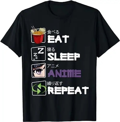 Eat Sleep Anime Repeat T Shirt