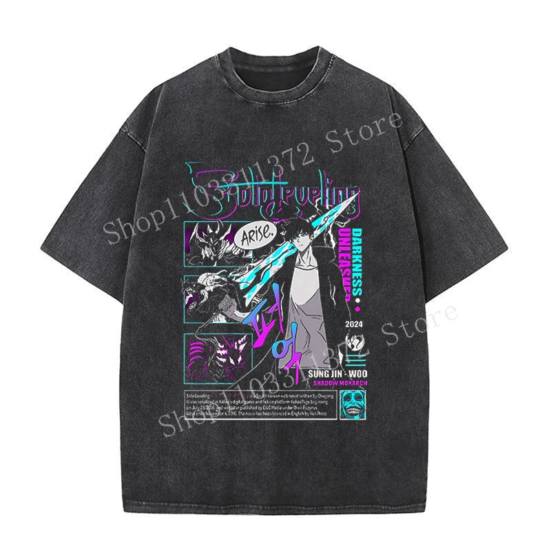 Solo Leveling Men's Washed Vintage T-Shirts