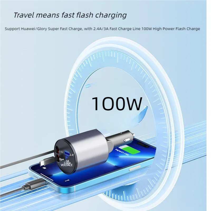 4 In 1 Android/Apple Charger With Retractable Cable 100W