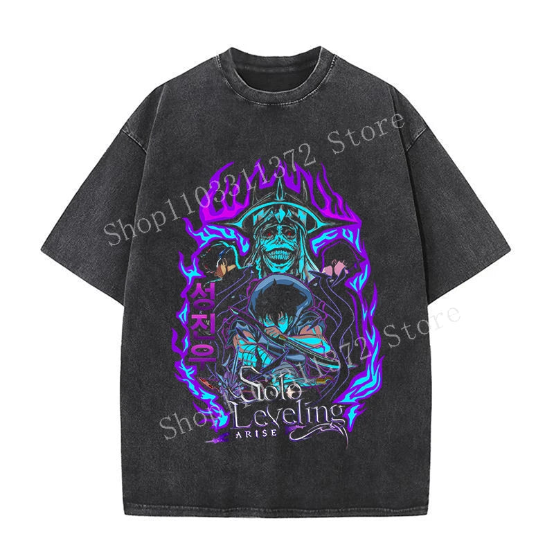 Solo Leveling Men's Washed Vintage T-Shirts