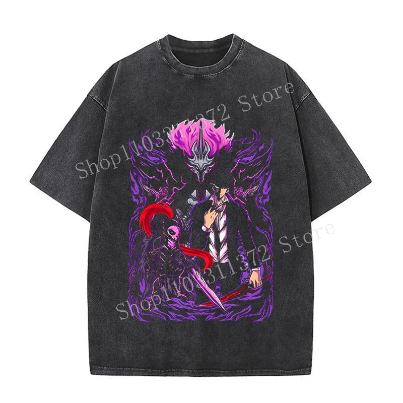 Solo Leveling Men's Washed Vintage T-Shirts
