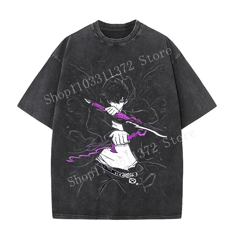 Solo Leveling Men's Washed Vintage T-Shirts