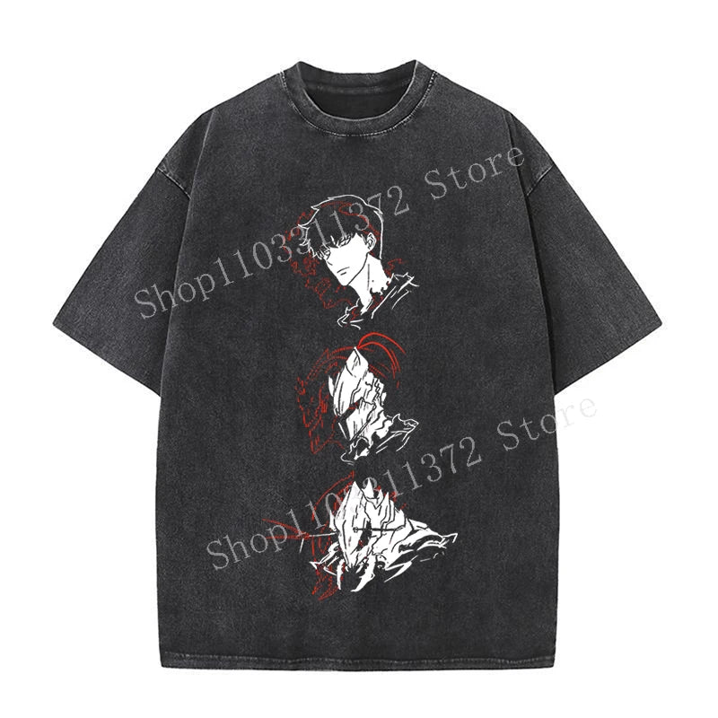 Solo Leveling Men's Washed Vintage T-Shirts