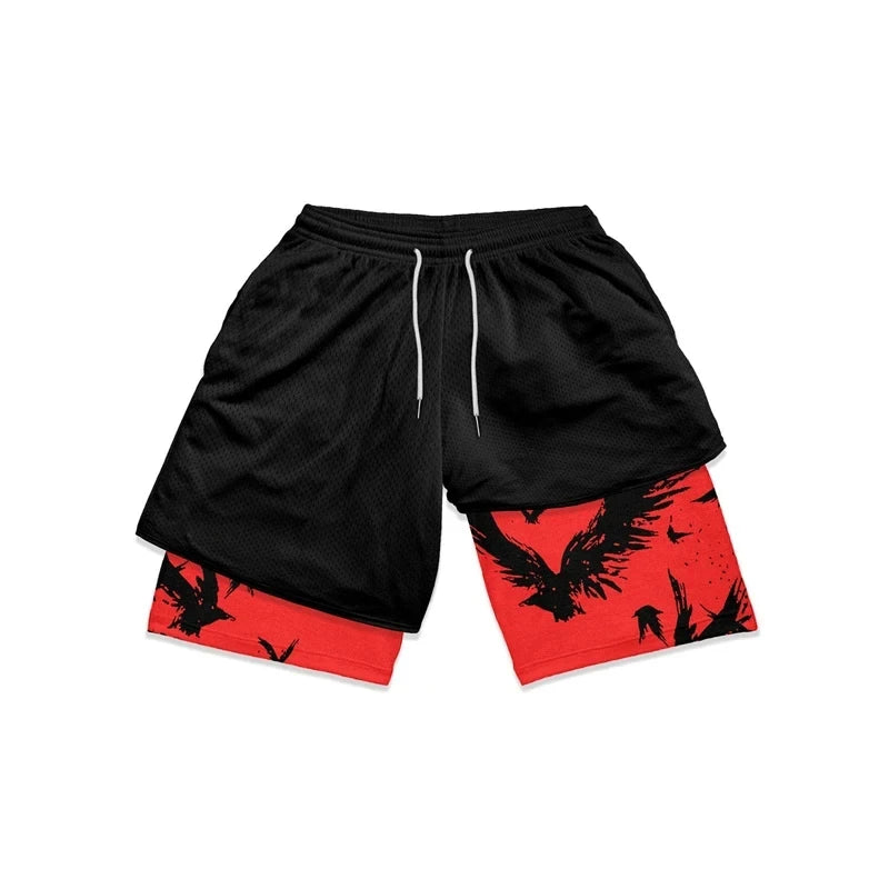 Anime Running Workout Mesh Performance Shorts